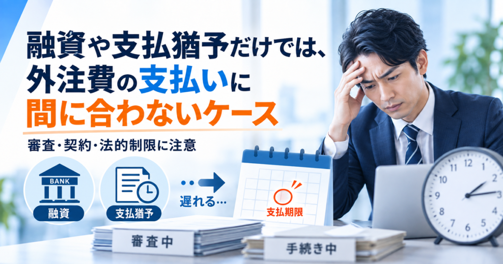 融資や支払猶予だけでは、外注費の支払いに間に合わないケース