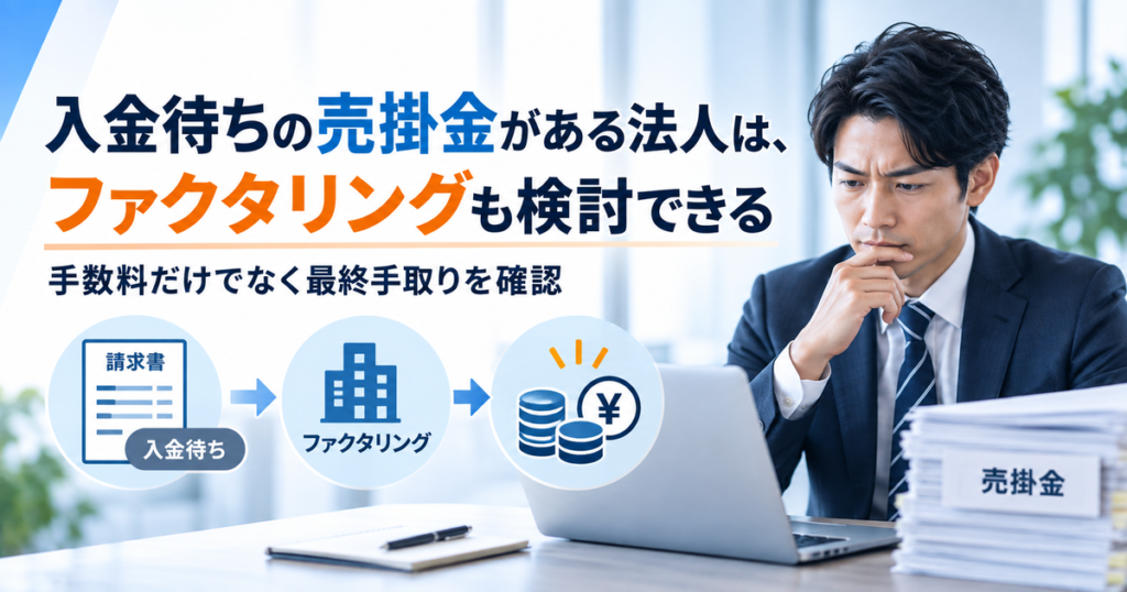 入金待ちの売掛金がある法人は、ファクタリングも検討できる